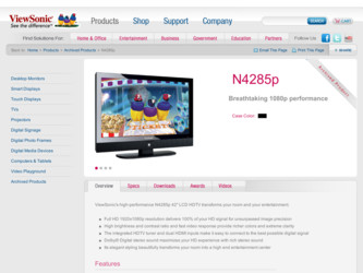 N4285P driver download page on the ViewSonic site