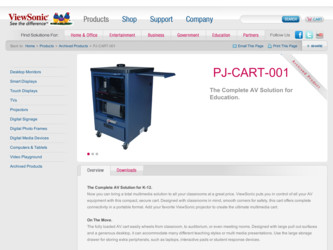 PJ-CART-001 driver download page on the ViewSonic site