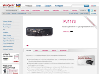 PJ1173 driver download page on the ViewSonic site