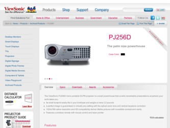 PJ256D driver download page on the ViewSonic site