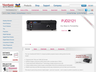 PJD2121 driver download page on the ViewSonic site