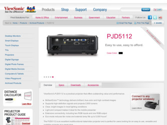 PJD5112 driver download page on the ViewSonic site