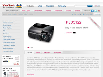 PJD5122 driver download page on the ViewSonic site