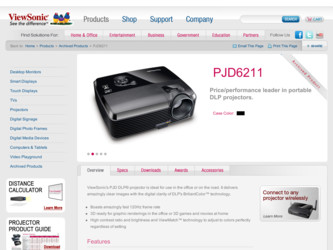 PJD6211 driver download page on the ViewSonic site