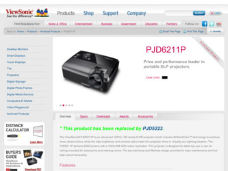 PJD6211P driver download page on the ViewSonic site
