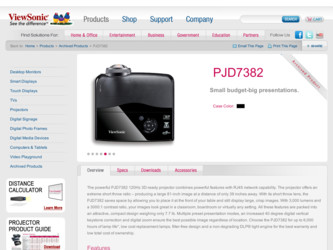 PJD7382 driver download page on the ViewSonic site