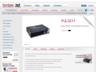 PJL3211 driver download page on the ViewSonic site