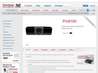 PRO8100 driver download page on the ViewSonic site