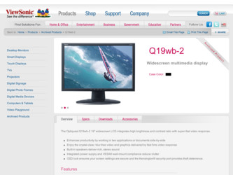 Q19WB-2 driver download page on the ViewSonic site