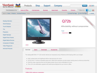 Q72B driver download page on the ViewSonic site