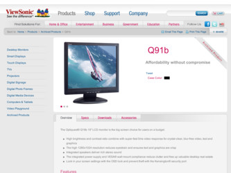 Q91B driver download page on the ViewSonic site