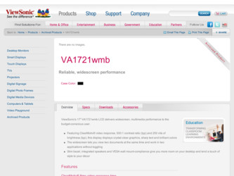 VA1721wmb driver download page on the ViewSonic site