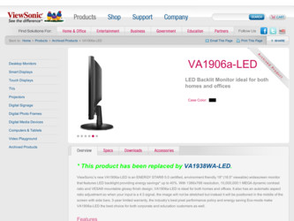 VA1906a-LED driver download page on the ViewSonic site