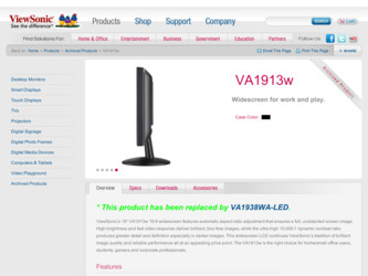 VA1913w driver download page on the ViewSonic site