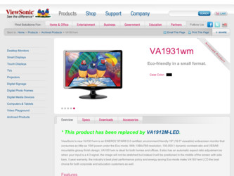 VA1931wm driver download page on the ViewSonic site
