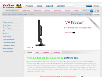 VA1932wm driver download page on the ViewSonic site