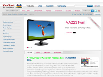 VA2231wm driver download page on the ViewSonic site