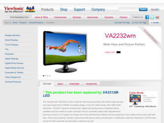 VA2232wm driver download page on the ViewSonic site