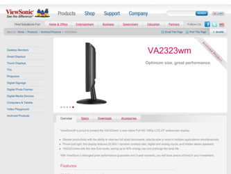 VA2323WM driver download page on the ViewSonic site