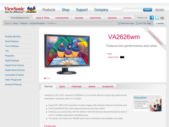 VA2626wm driver download page on the ViewSonic site