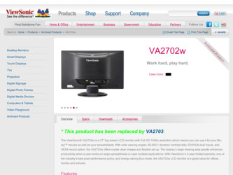 VA2702w driver download page on the ViewSonic site
