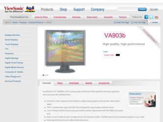 VA903B driver download page on the ViewSonic site