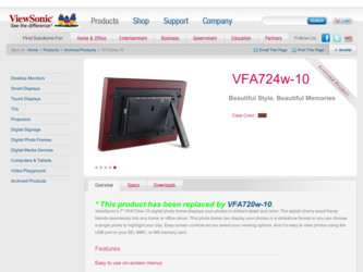VFA724w-10 driver download page on the ViewSonic site