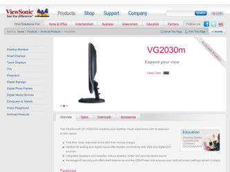 VG2030M driver download page on the ViewSonic site