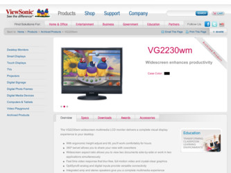 VG2230WM driver download page on the ViewSonic site