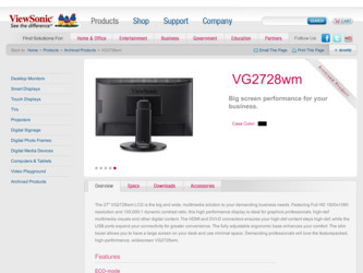 VG2728wm driver download page on the ViewSonic site