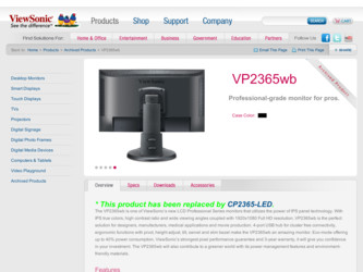 VP2365WB driver download page on the ViewSonic site