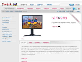 VP2655WB driver download page on the ViewSonic site