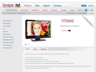 VT2042 driver download page on the ViewSonic site