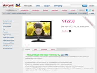 VT2230 driver download page on the ViewSonic site