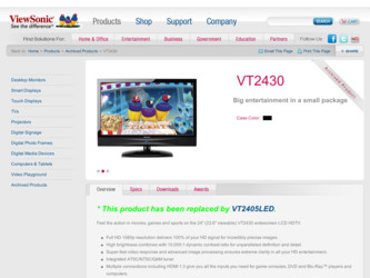 VT2430 driver download page on the ViewSonic site