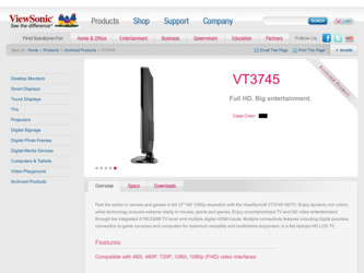 VT3745 driver download page on the ViewSonic site