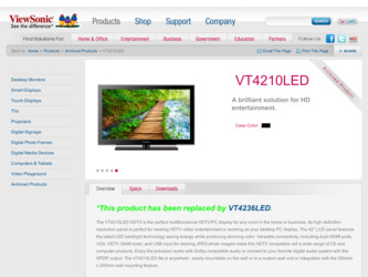 VT4210LED driver download page on the ViewSonic site