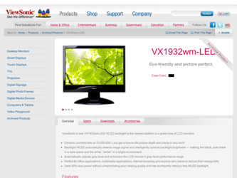 VX1932WM-LED driver download page on the ViewSonic site