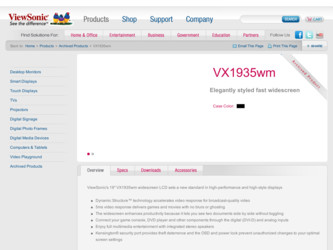 VX1935wm driver download page on the ViewSonic site