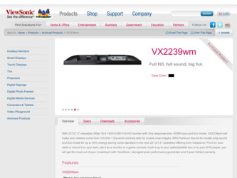 VX2239wm driver download page on the ViewSonic site