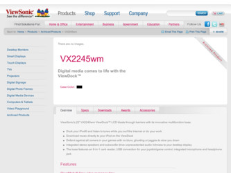 VX2245wm driver download page on the ViewSonic site