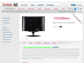 VX2268wm driver download page on the ViewSonic site