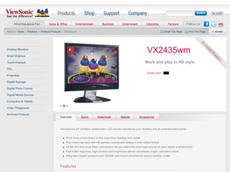 VX2435wm driver download page on the ViewSonic site