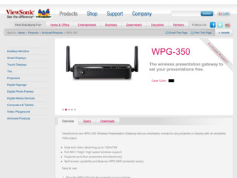 WPG-350 driver download page on the ViewSonic site