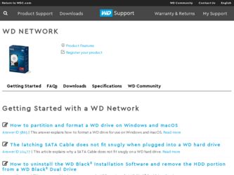 Network driver download page on the Western Digital site