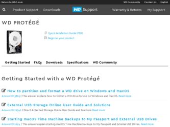 Protege driver download page on the Western Digital site