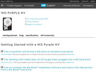 Purple NV driver download page on the Western Digital site