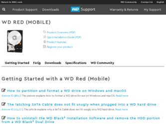 Red Mobile driver download page on the Western Digital site