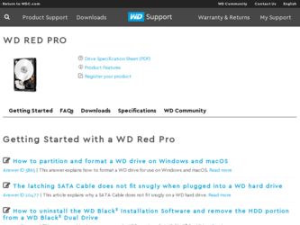 Red Pro driver download page on the Western Digital site