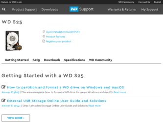 S25 driver download page on the Western Digital site